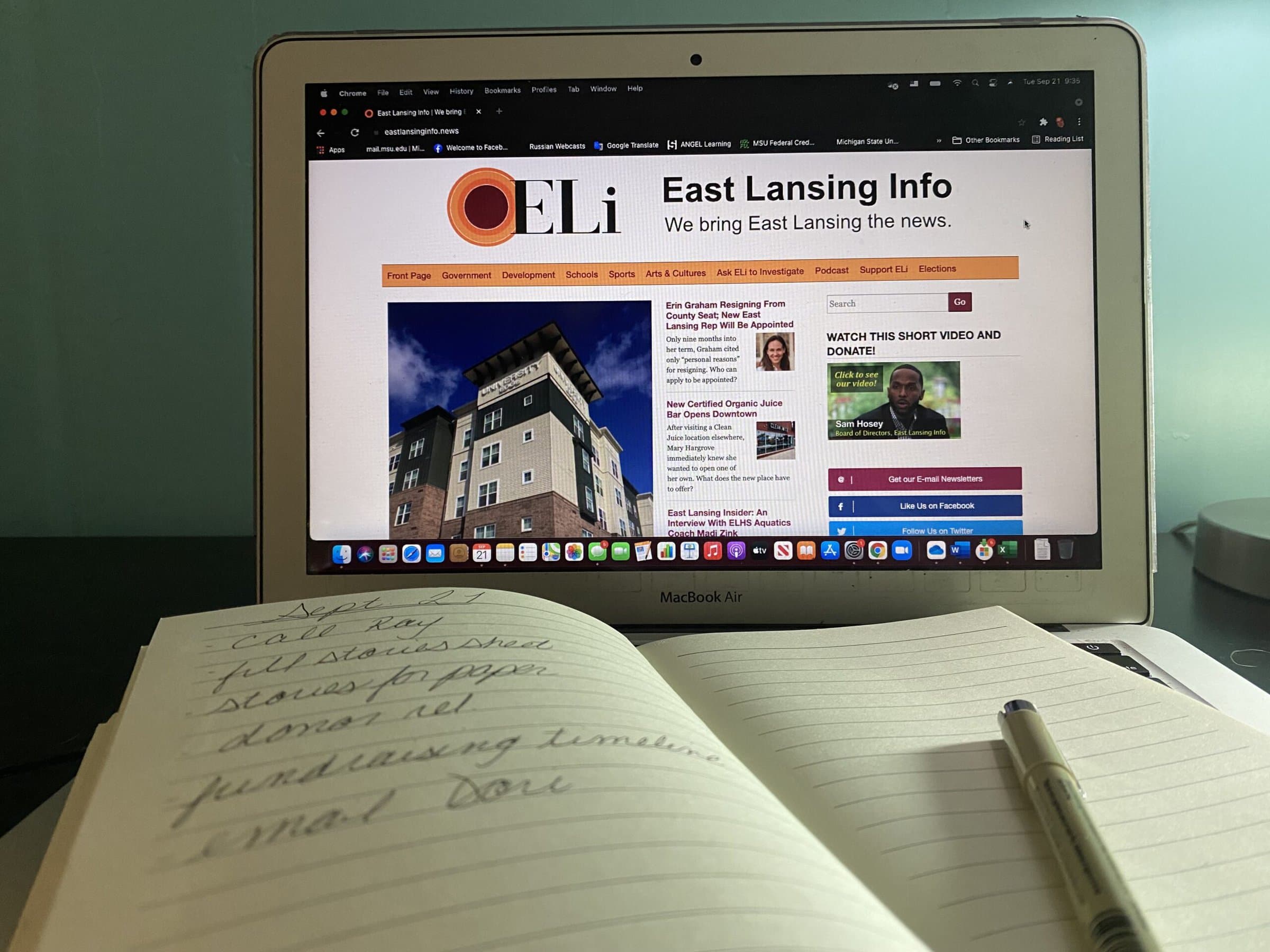 As managing editor at East Lansing Info,  likens her role to being a “dean of reporters.”