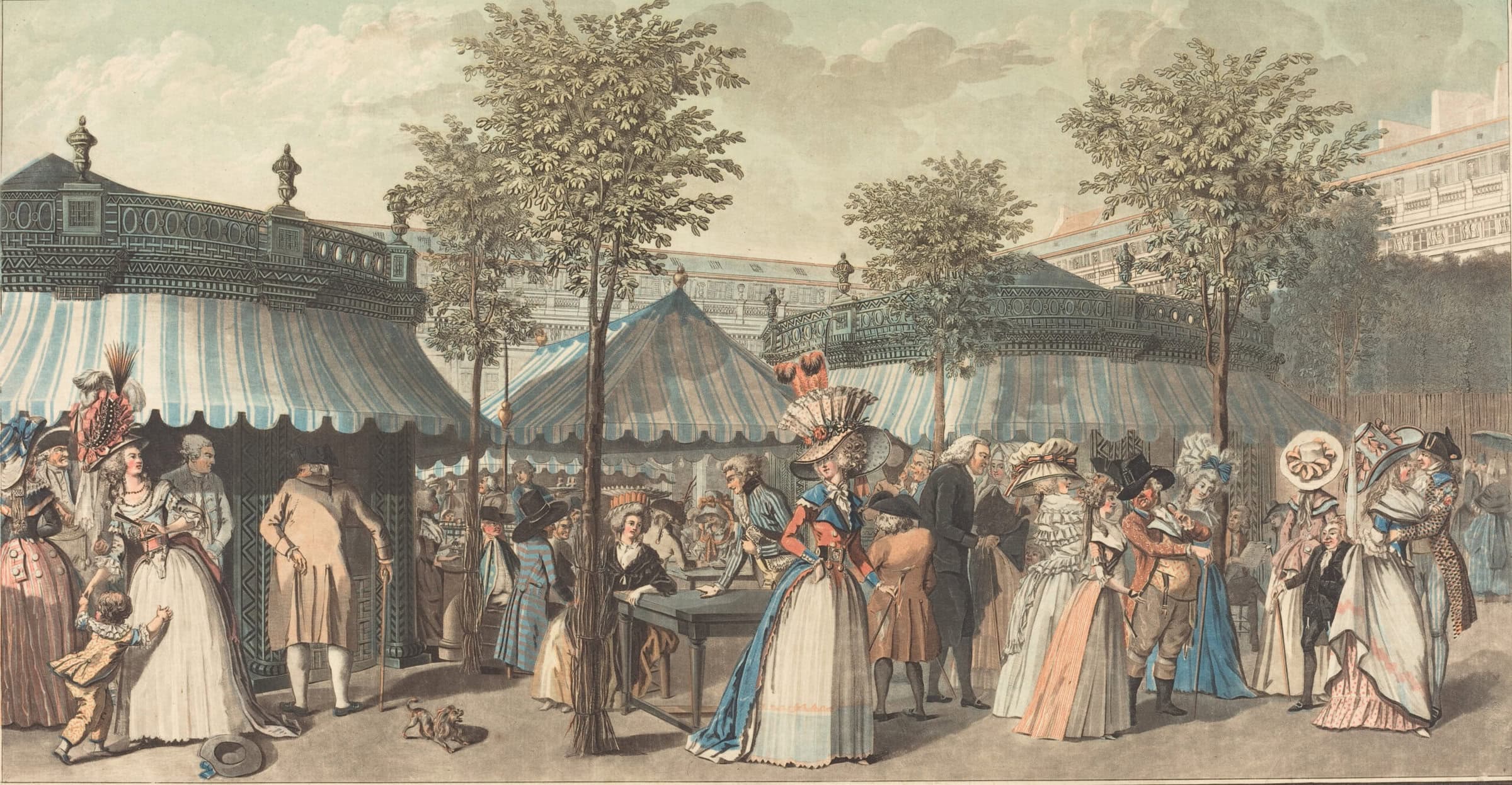 Painting of an old English garden party.